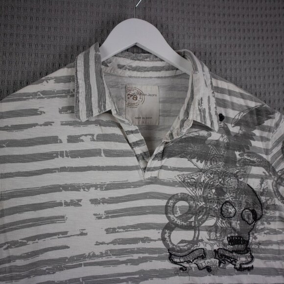 Calvin Klein Jeans Skull Rugged Button Up Shirt Mens L - Picture 3 of 8